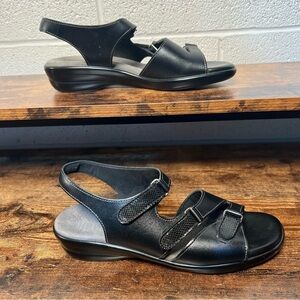 SAS Tabby Slingback Sandals Black Leather Shoes 3 EZ Straps Open Toe women's 8.5